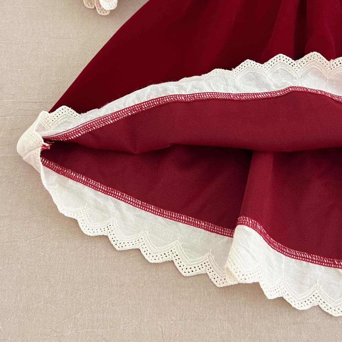 （Pre Order 2 Weeks）Sisters Red Velvet Lace Dress&Romper
