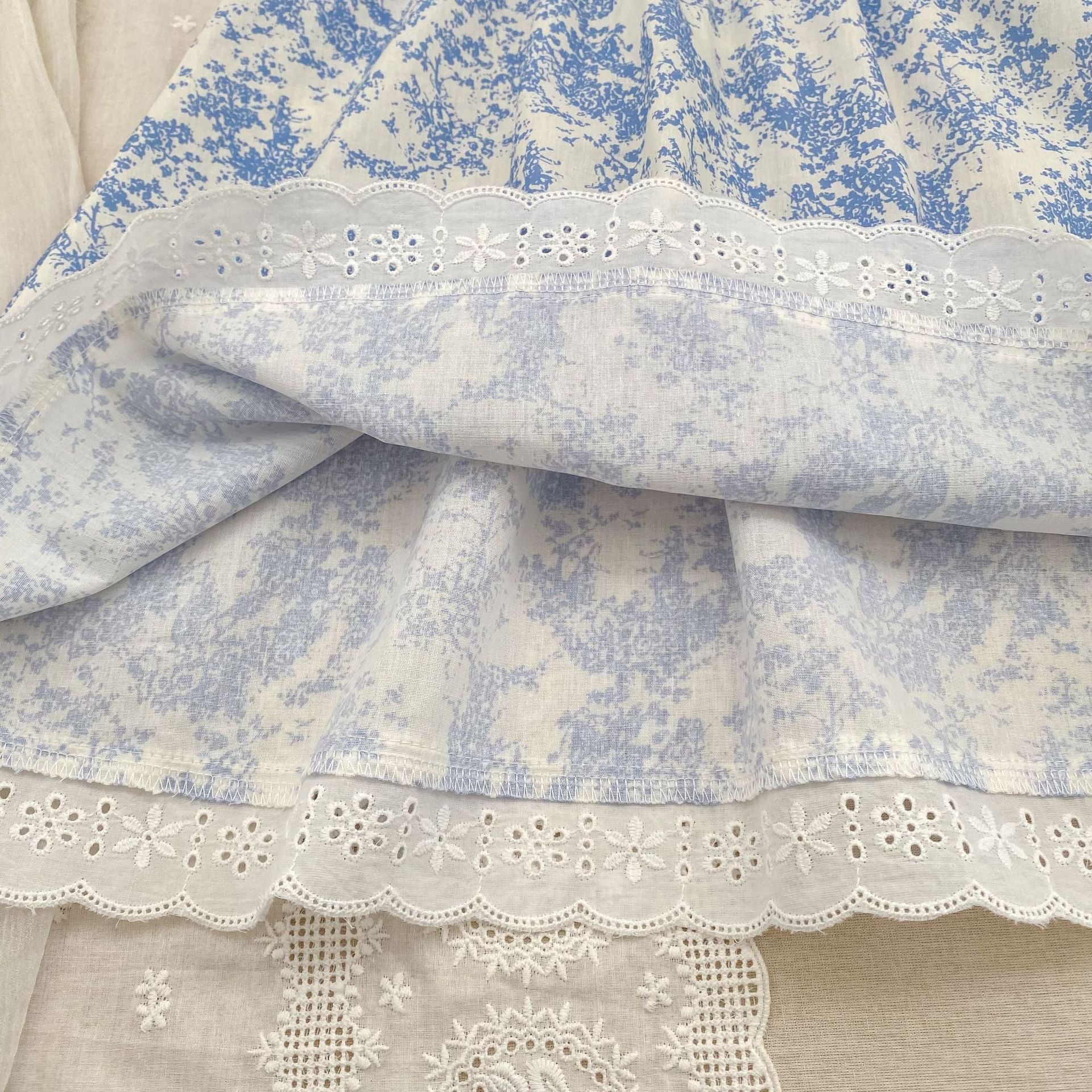 （In Production）Sisters Spring&Summer Floral Print Lace Dress,Romper