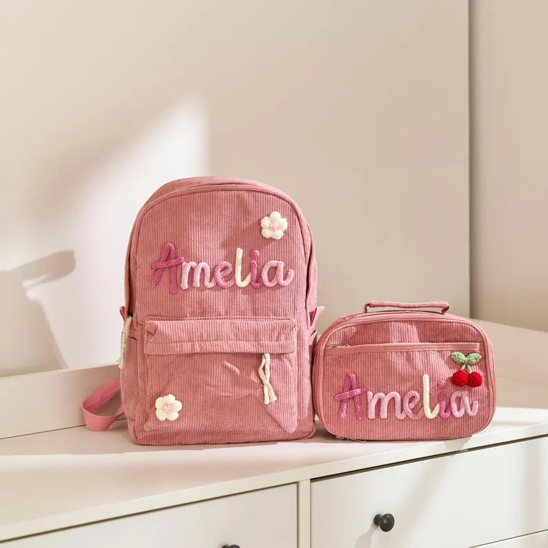 （Pre Order）Personalized Backpack&Lunch Box with Name Embroidery - Customizable Bag