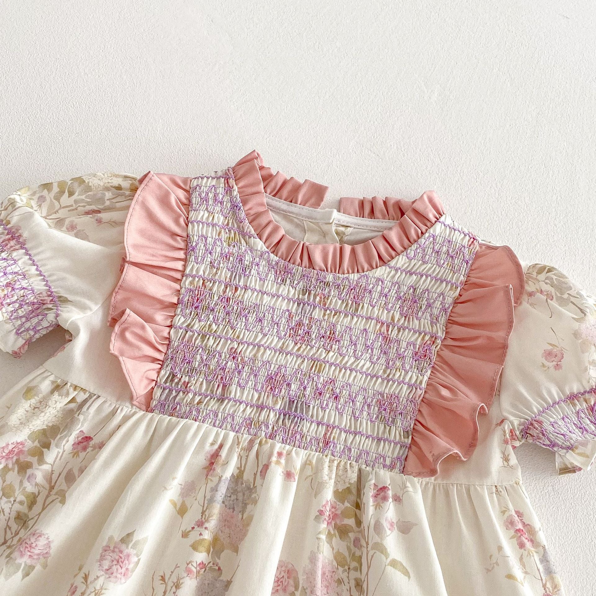 （Pre Order 2 Weeks）Girls Fall Floral Print Smocked Dress