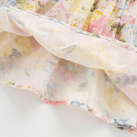 （In Production）Sisters Spring&Summer Floral Print Ruffle Dress,Romper