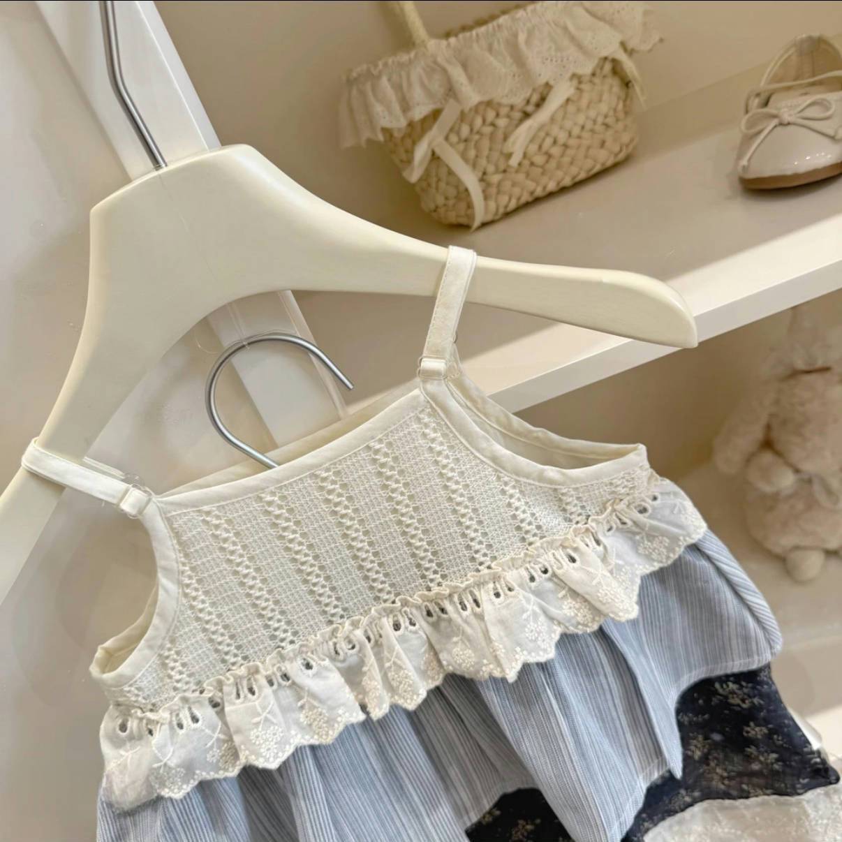 （In Production）Girls Spring&Summer Lace Ruffle Slip Dress