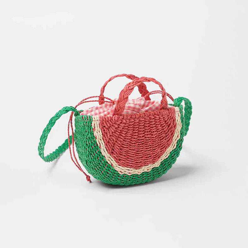 （Pre Order）Girls Summer Watermelon Straw Crossbody Bag