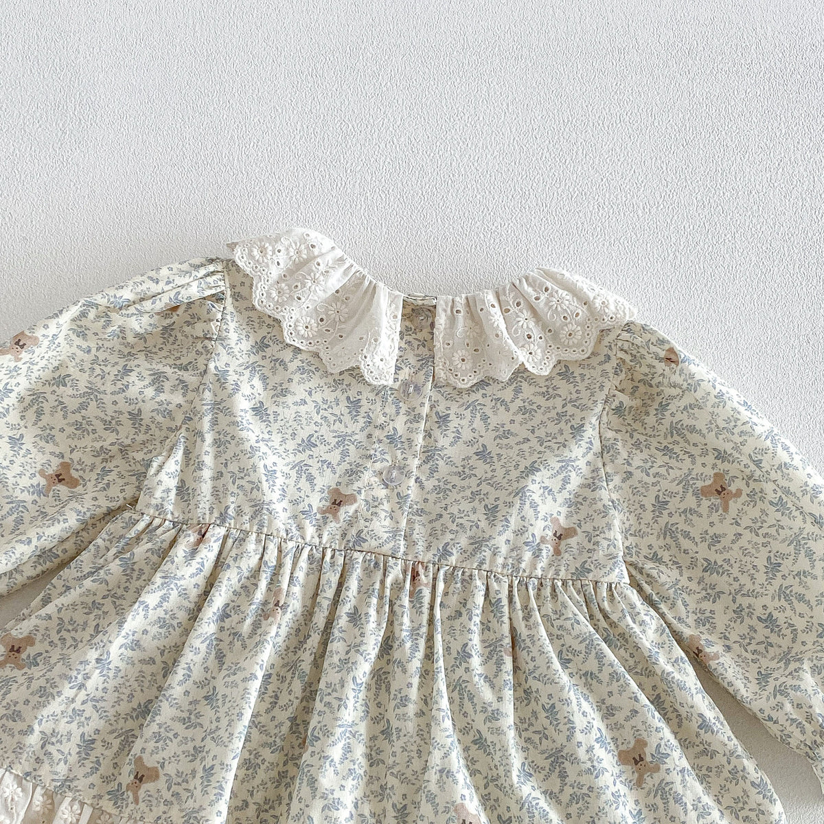 （Pre Order 2 Weeks）Toddler Girls Fall Bear Print Lace Romper