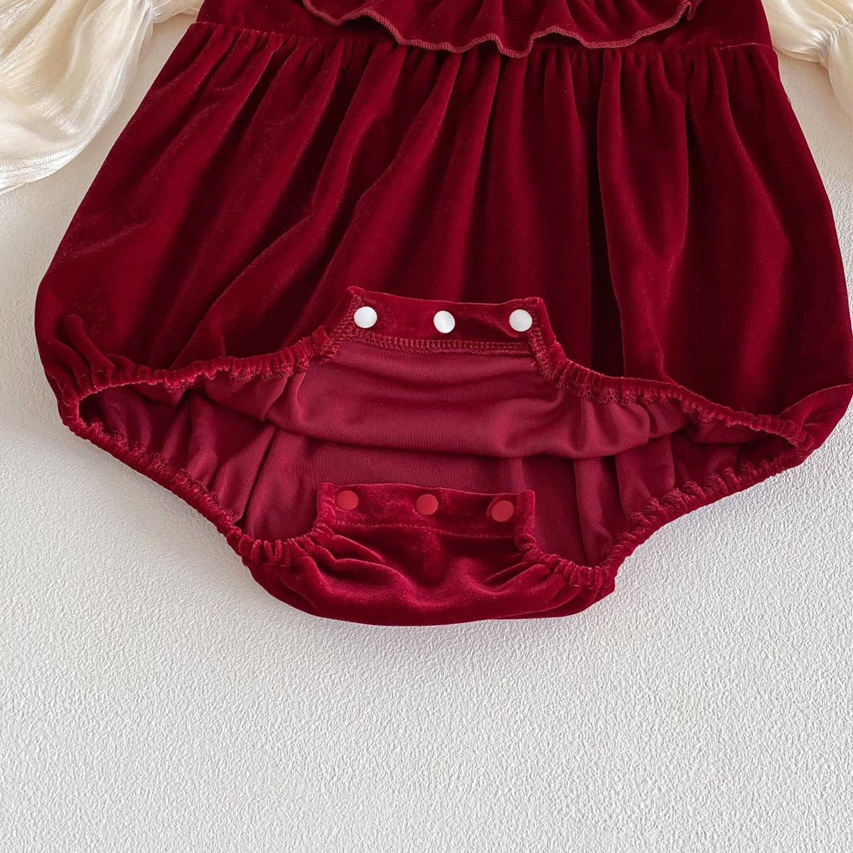 （Pre Order 2 Weeks）Toddler Girls Red Velvet Ruffle Romper