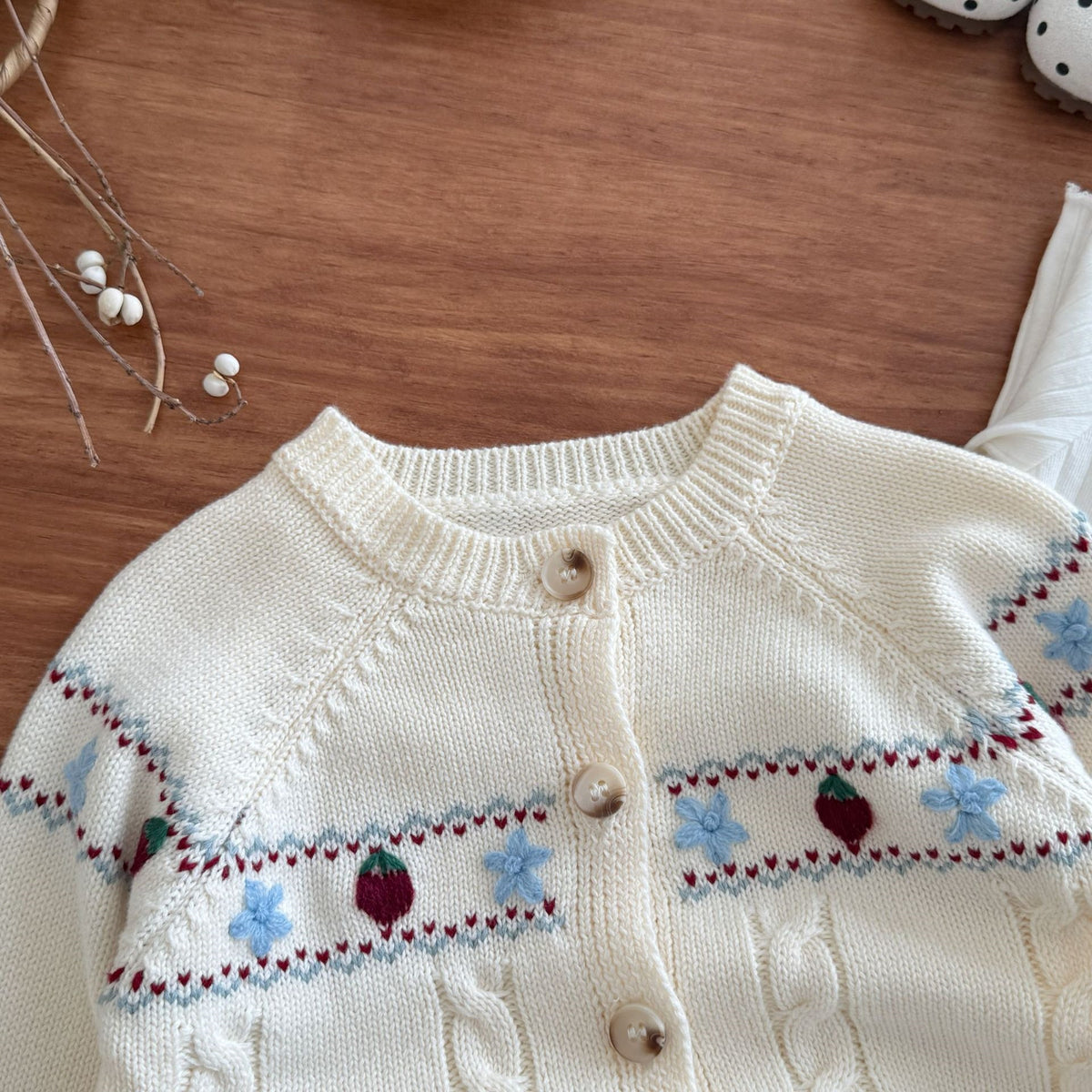 （Pre Order 2 Weeks）Kids Fall Embroidery Sweater Cardigan