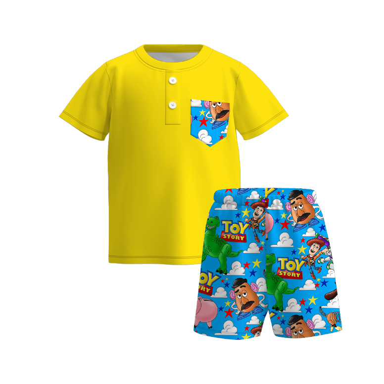 （Pre Order）Boys Spring and Summer Cartoon Print Shorts Set