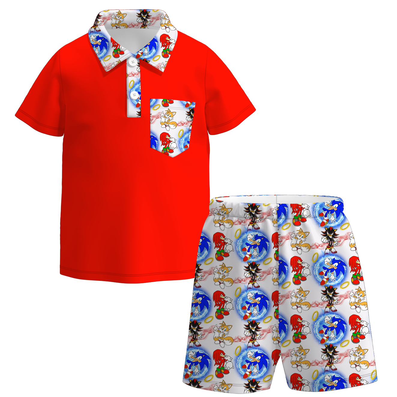 （Pre Order）Boys Spring and Summer Cartoon Character Print Shorts Set