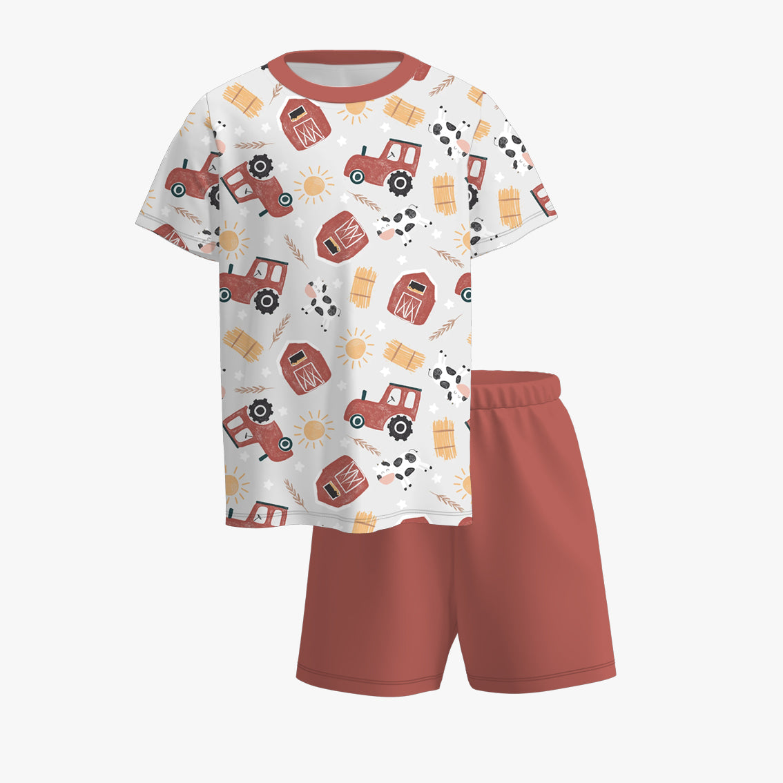 （Pre Order）Boys Spring and Summer Animal＆Truck Print Shorts Set