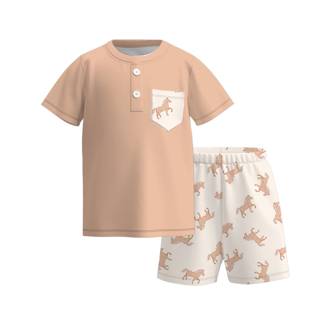 （Pre Order）Sibling Spring and Summer Horse Print Dress,Romper and Set