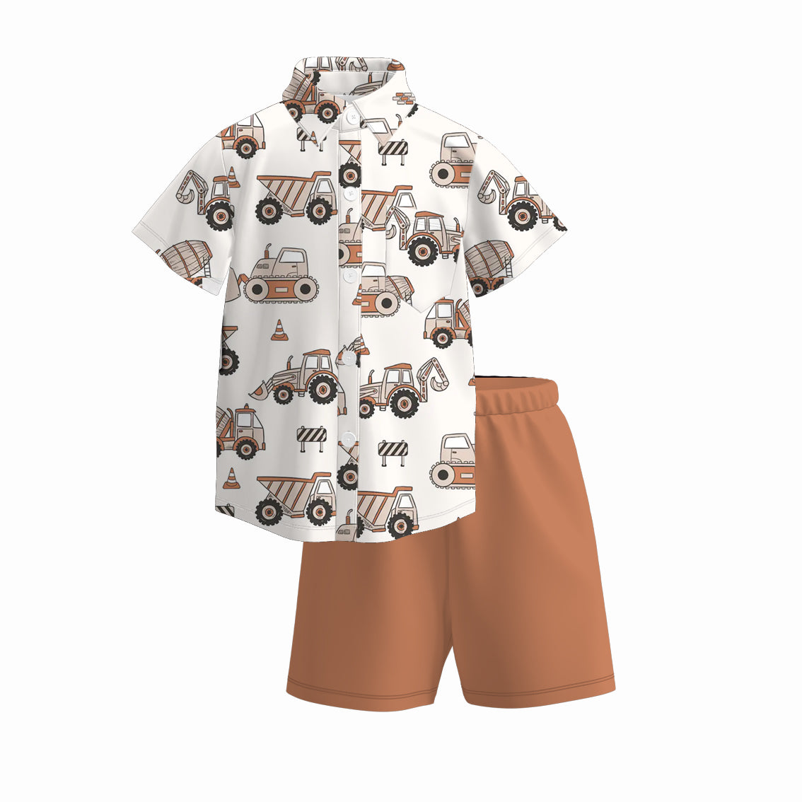 （Pre Order）Boys Spring and Summer Print Four-way Stretch Shirt Set