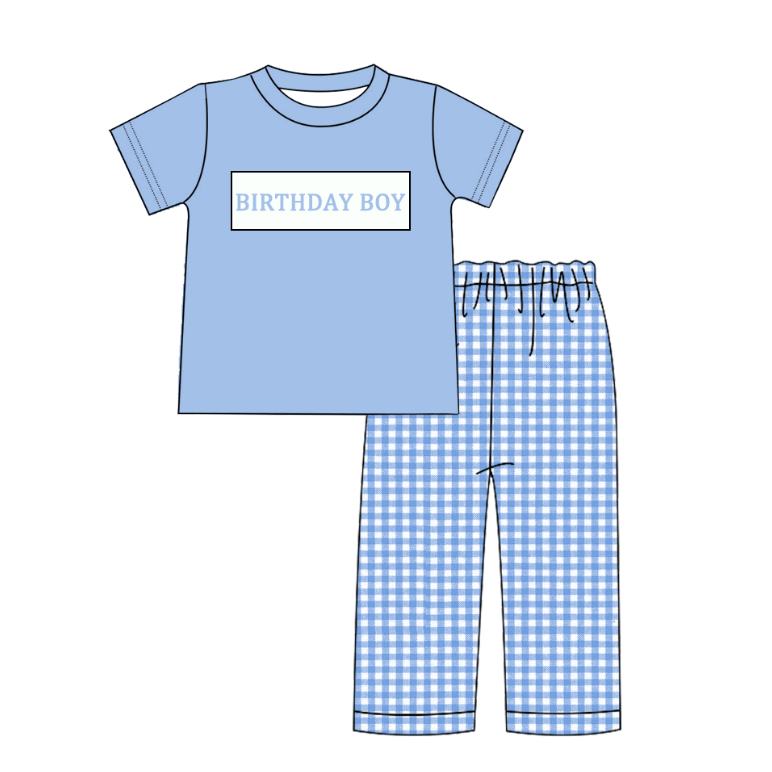 （Pre Order）Sibling Birthday Embroidery Smocked Dress,Romper＆Shorts Set