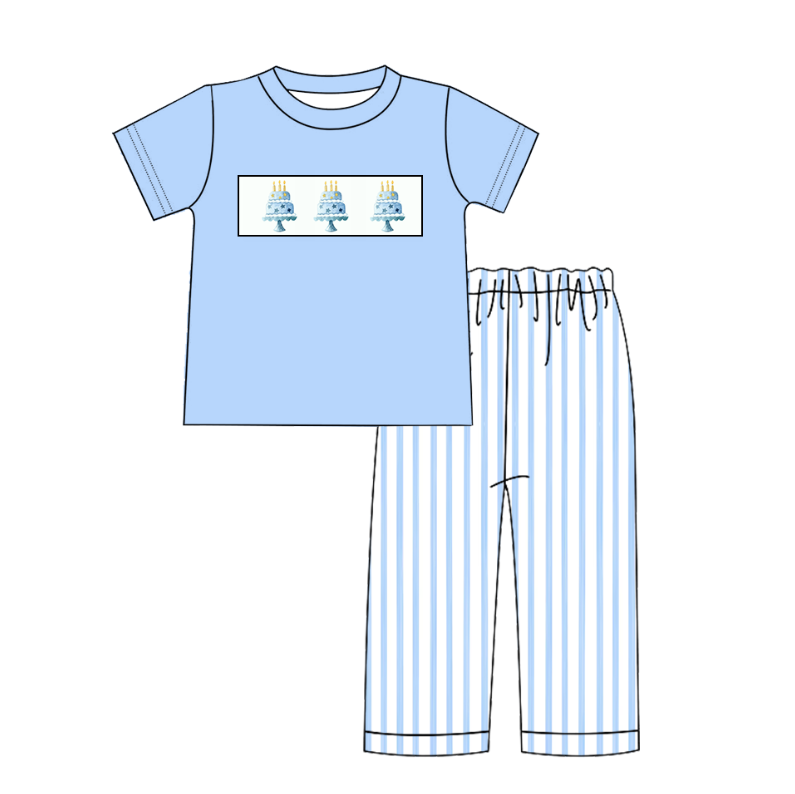 （Pre Order）Sibling Birthday Embroidery Smocked Dress,Romper＆Shorts Set