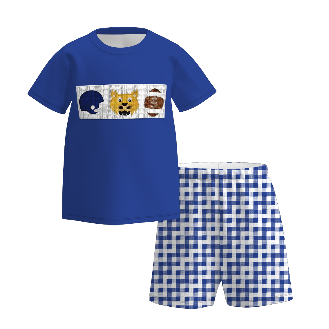 （Pre Order）Family Football Kentucky Embroidery Smocked Dress,Set&Romper