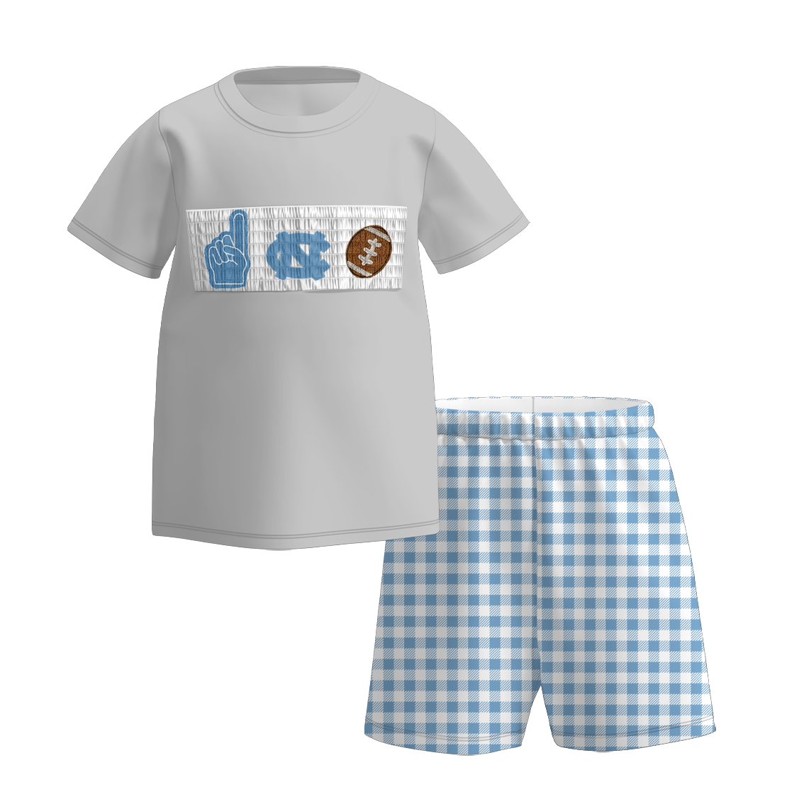 （Pre Order）Family Football UNC Embroidery Smocked Dress,Set&Romper
