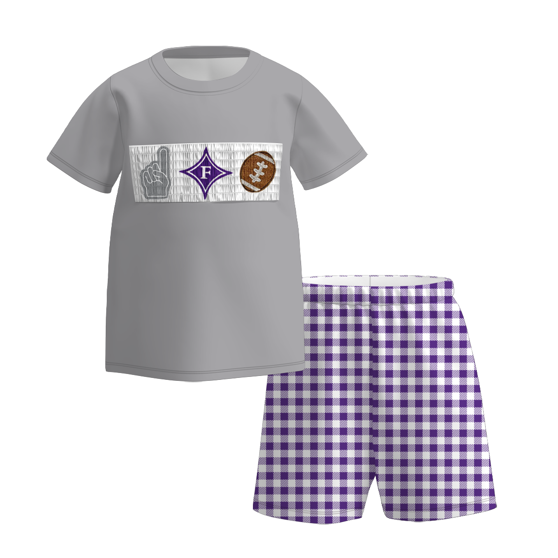 （Pre Order）Family Football Furman Embroidery Smocked Dress,Set&Romper