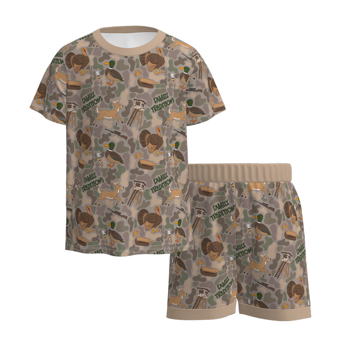 （Pre Order）Boys Fall Print Shorts Set