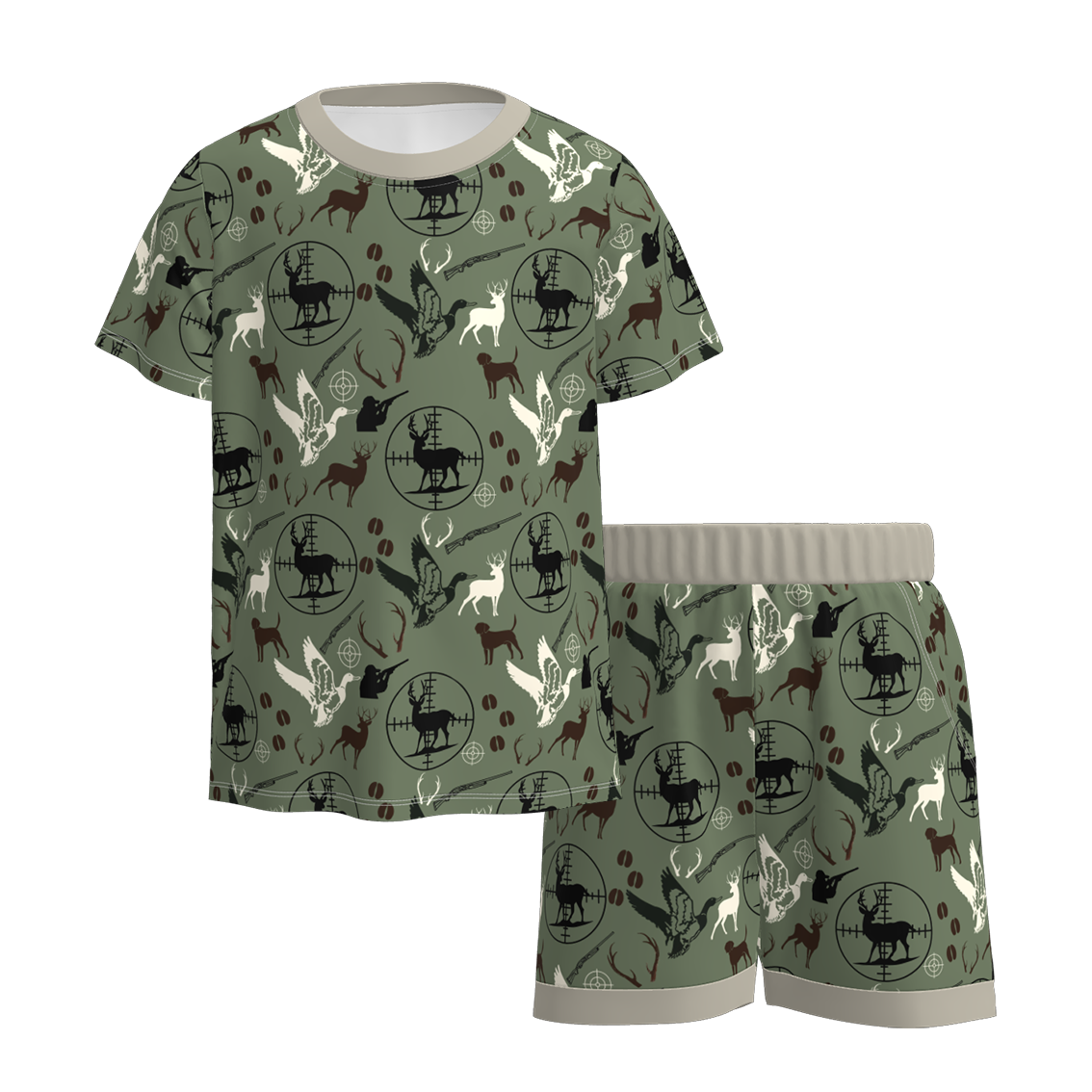 （Pre Order）Boys Fall Print Shorts Set