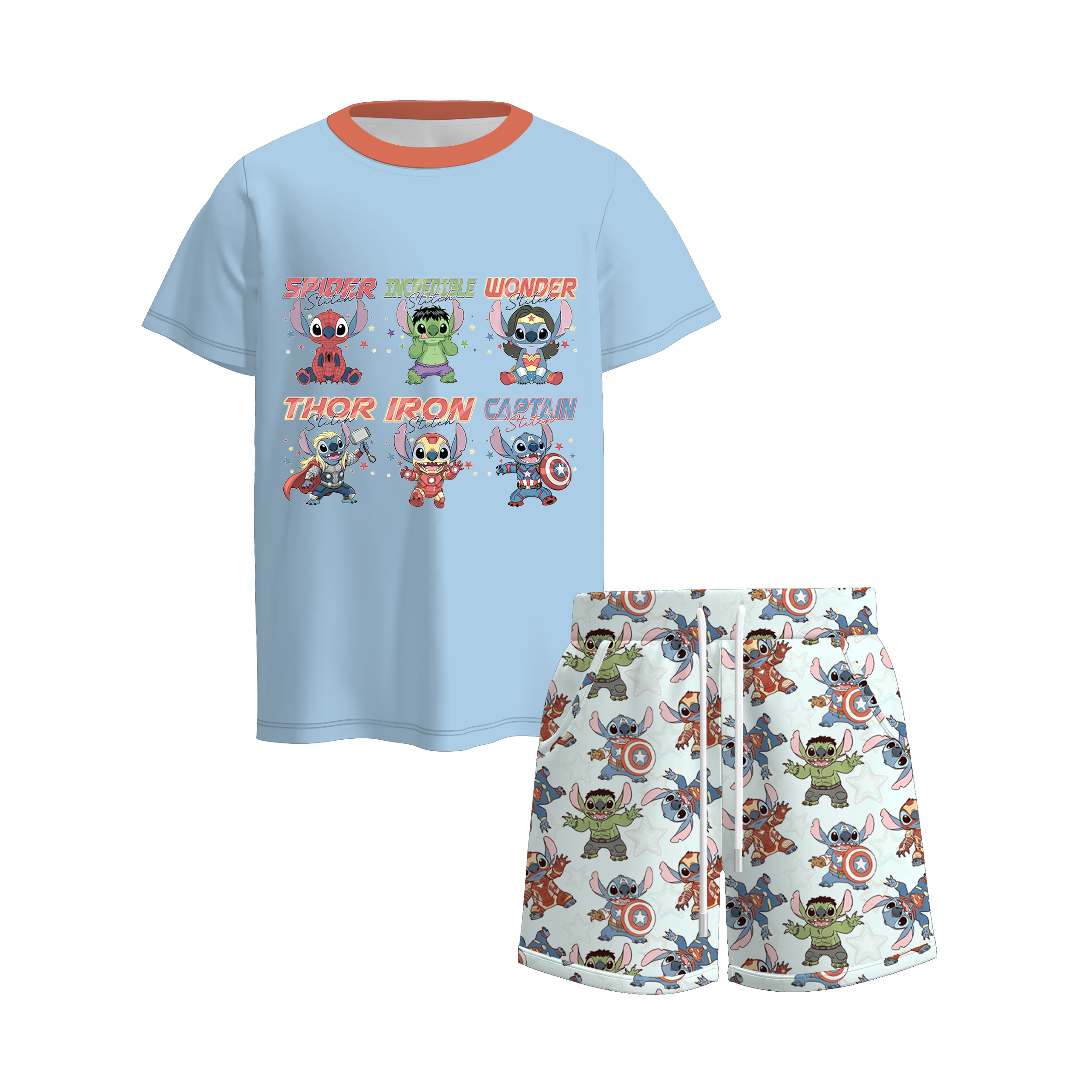 （Pre Order）Boys Spring&Summer Cartoon Print Shorts Set
