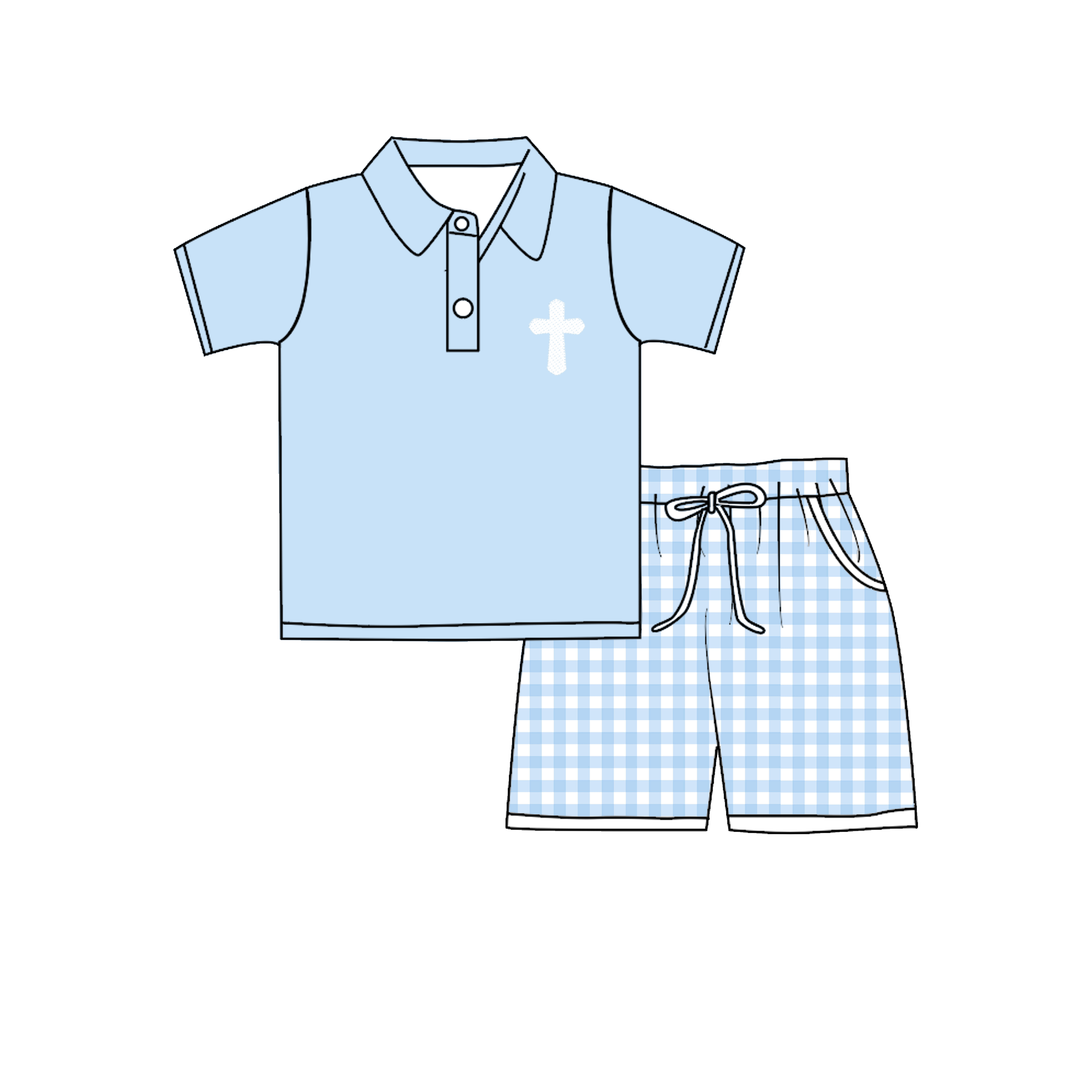 （Pre Order）Siblings Easter Bow&Cross Embroidery Smocked Dress,Set&Romper
