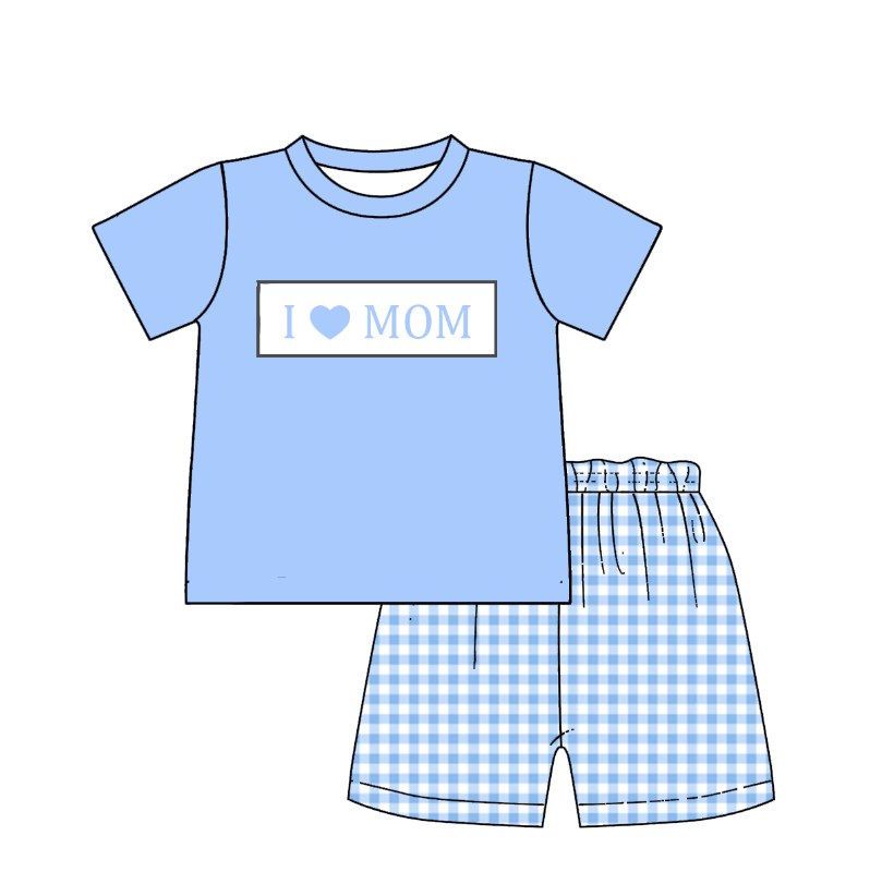 （Pre Order）Siblings Spring&Summer I♥MOM Embroidery Smocked Dress,Set&Romper
