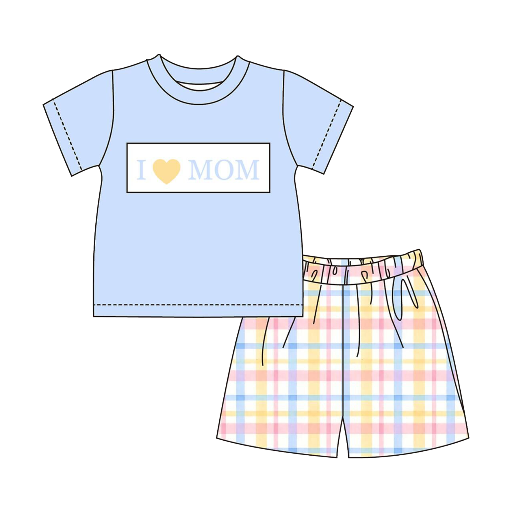 （Pre Order）Siblings Spring&Summer "I♥MOM" Embroidery Smocked Dress,Set&Romper