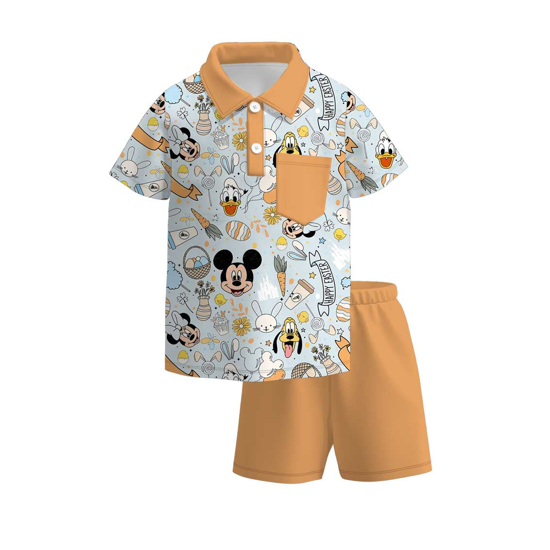 （Pre Order）Boys Easter Cartoon Print Shorts Set