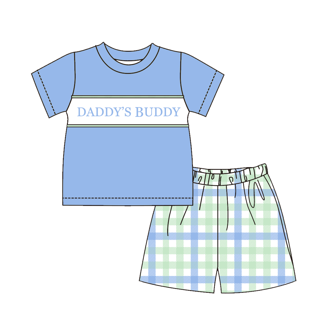（Pre Order）Sibling Spring&Summer DADDY Embroidery Smocked Dress,Set&Romper