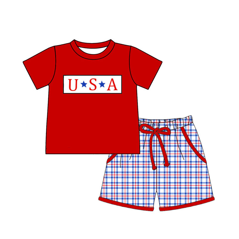（Pre Order）Siblings Patriotic Embroidery Smocked Dress,Set&Romper
