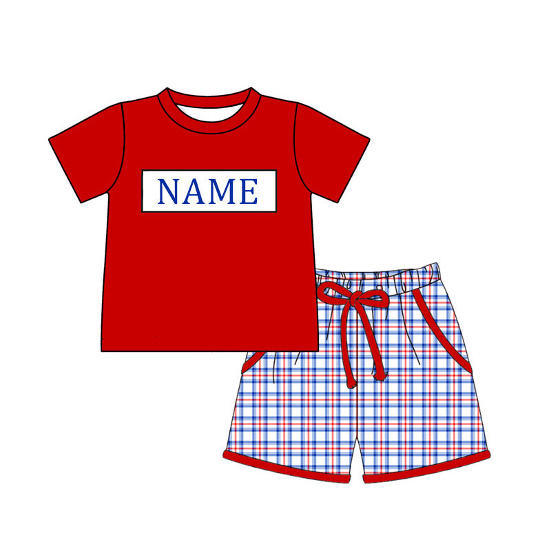 （Pre Order）Siblings Patriotic Embroidery Smocked Dress,Set&Romper-Customized name