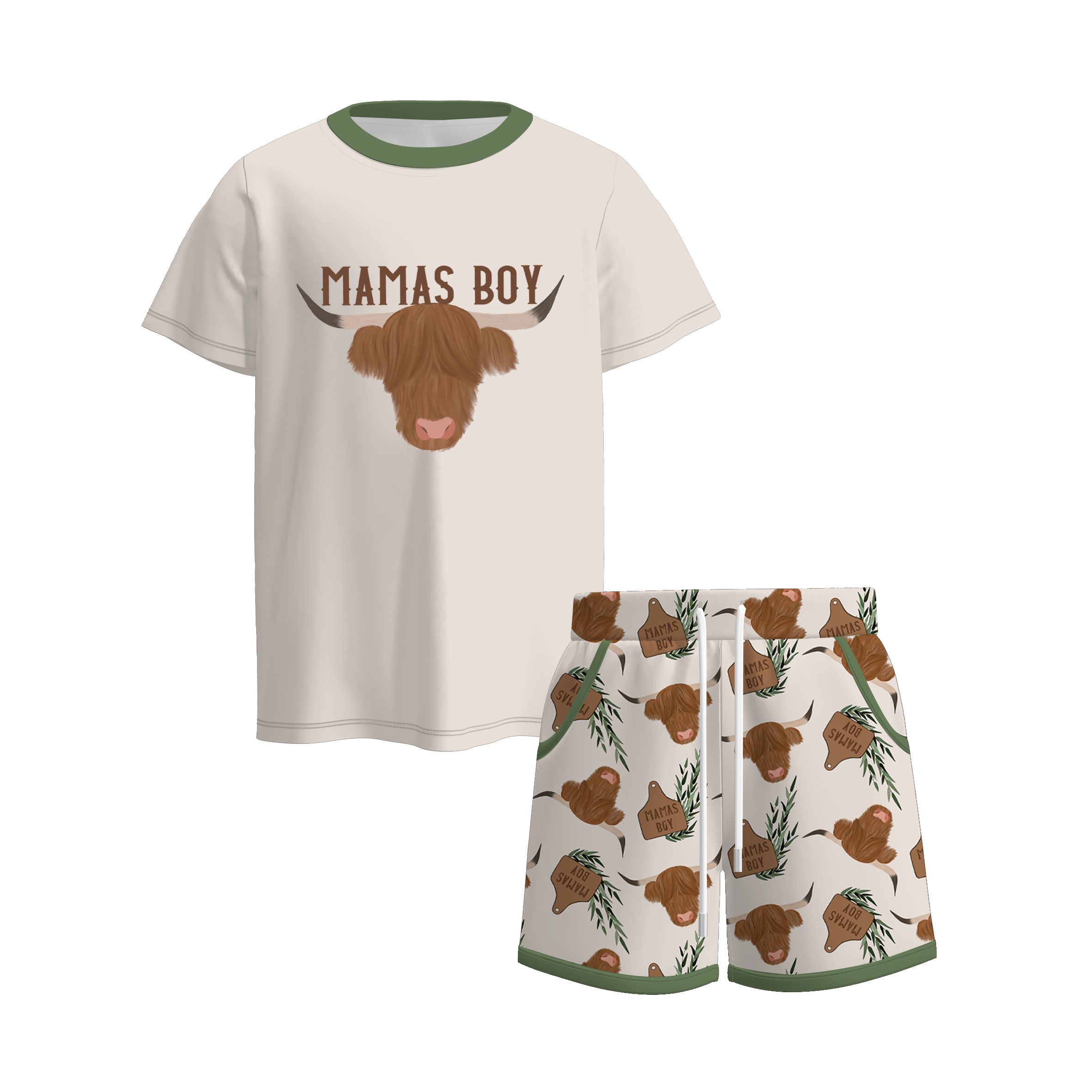 （Pre Order）Brothers MAMA'S BOY Print Set,Top＆Romper