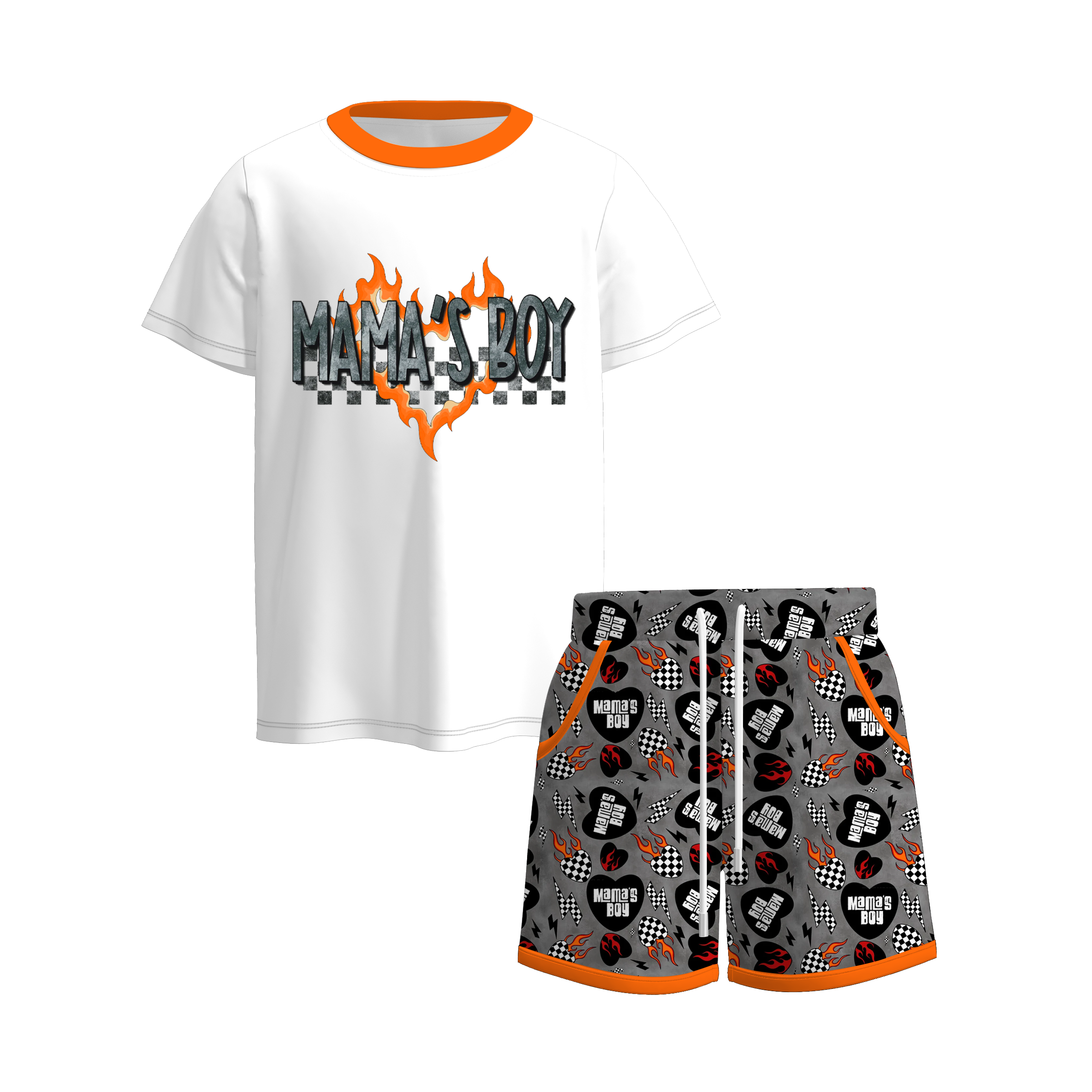 （Pre Order）Brothers MAMA'S BOY Print Set,Top＆Romper
