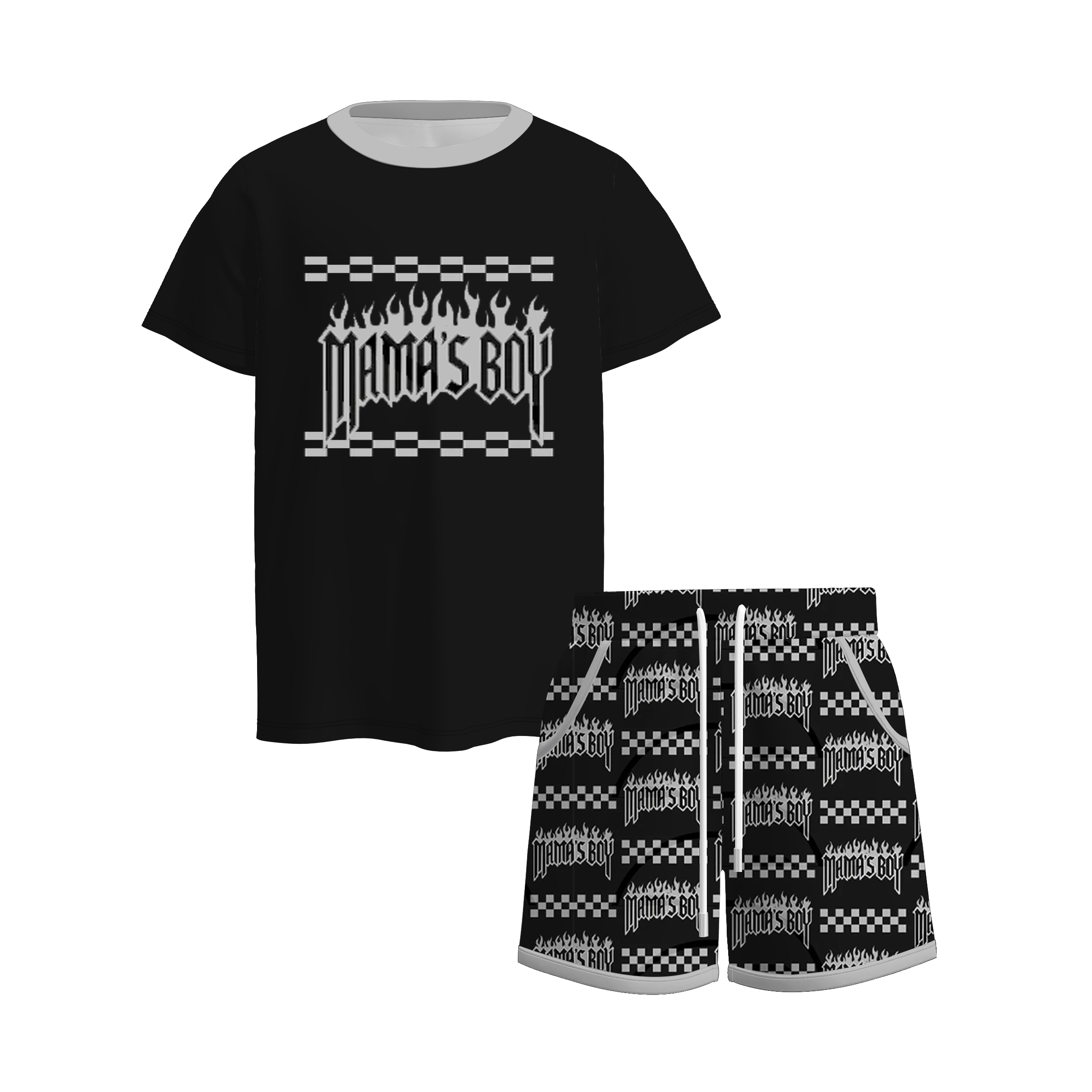 （Pre Order）Brothers MAMA'S BOY Print Set,Top＆Romper