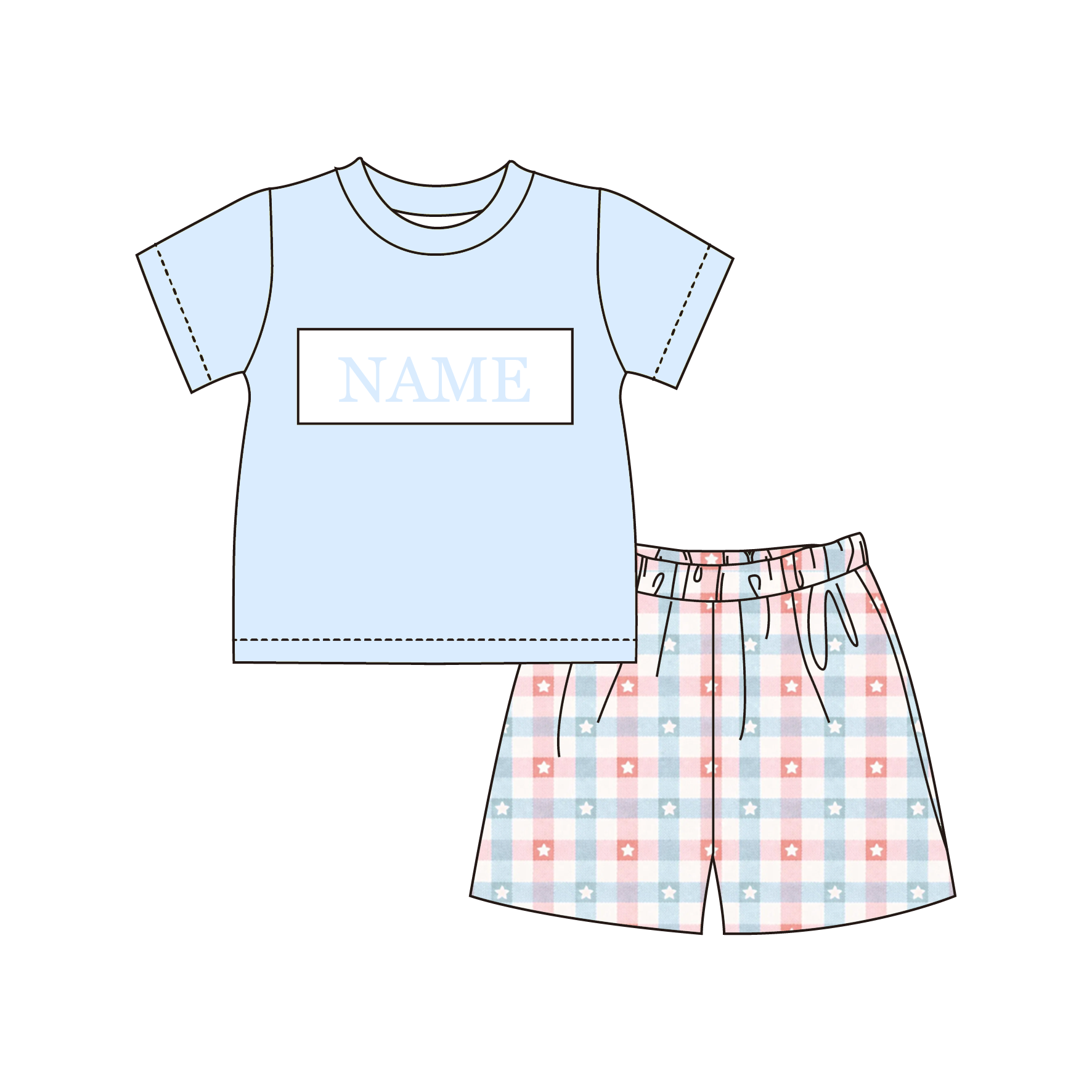 （Pre Order）Siblings Patriotic Embroidery Smocked Dress,Set&Romper