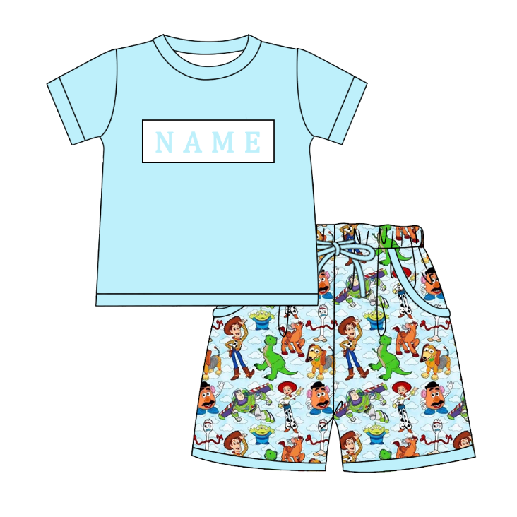 （Pre Order）Siblings Spring&Summer Cartoon Embroidery Smocked Dress,Set&Romper-Customized name