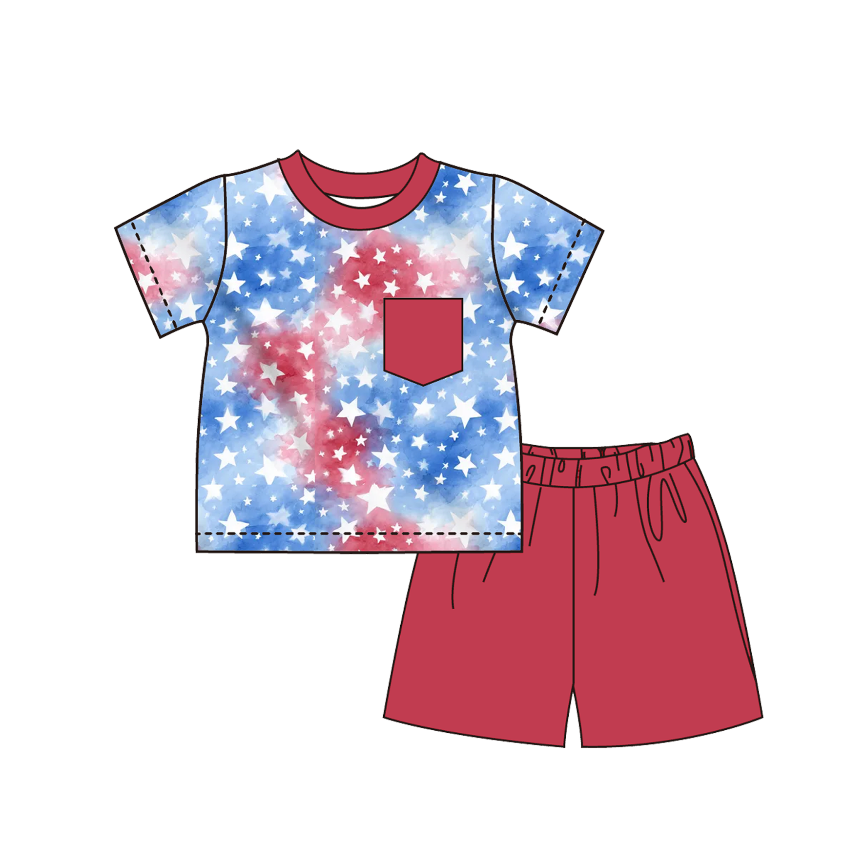 （Pre Order）Siblings Patriotic Embroidery Smocked Dress,Set&Romper-Customized name