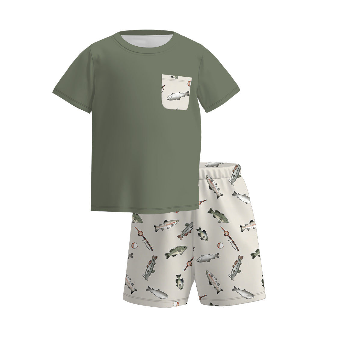 （Pre Order）Brothers Spring and Summer Fishing Print Set＆Romper