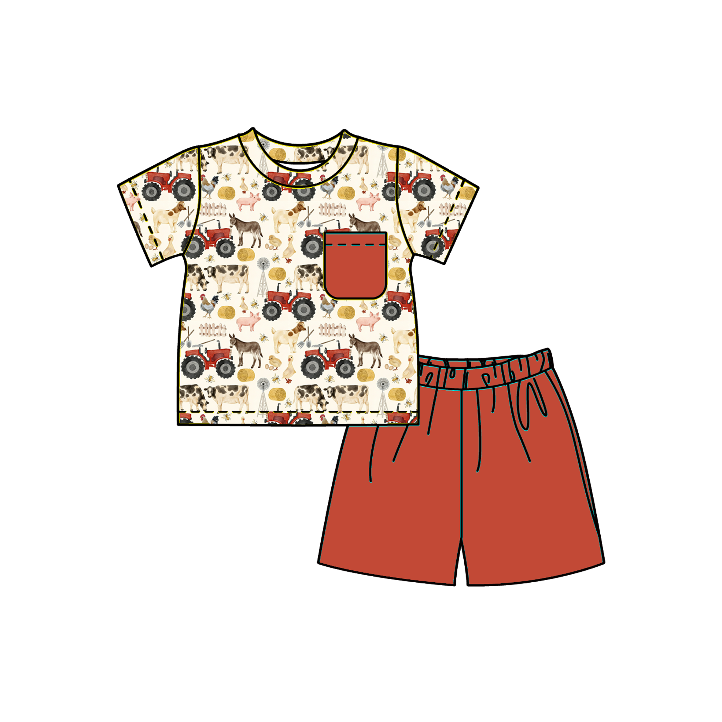 （Pre Order+Prepack Zone）Boys Cartoon Print Shorts Set（Mix Size）