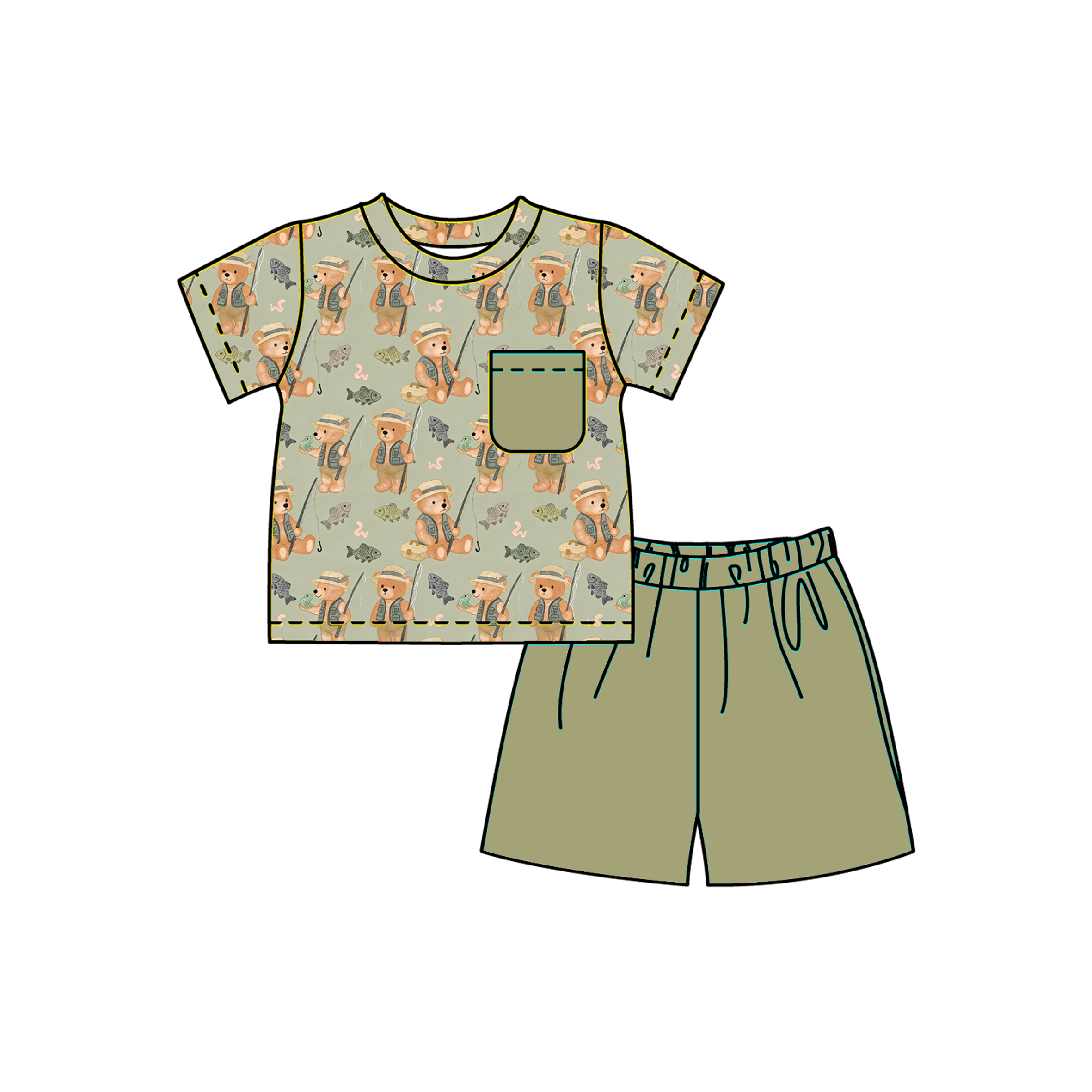 （Pre Order+Prepack Zone）Boys Cartoon Print Shorts Set（Mix Size）