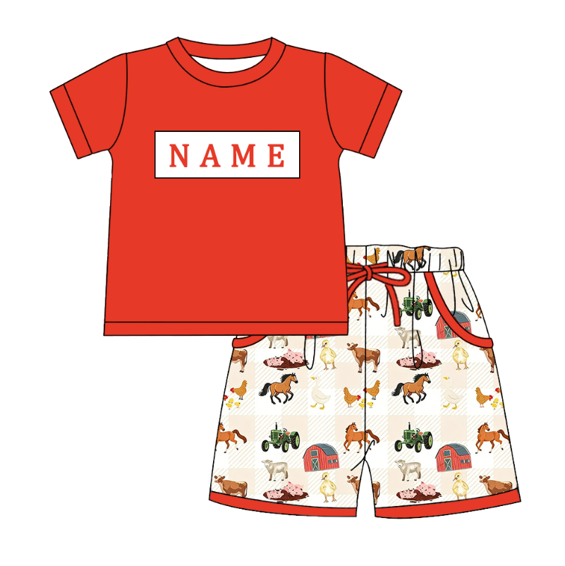 （Pre Order）Siblings Spring&Summer Farm Embroidery Smocked Dress,Set&Romper-Customized name