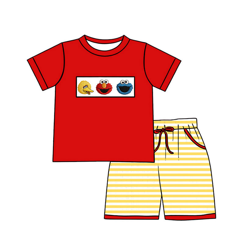 （Pre Order）Siblings Spring&Summer Cartoon Embroidery Smocked Dress,Set&Romper