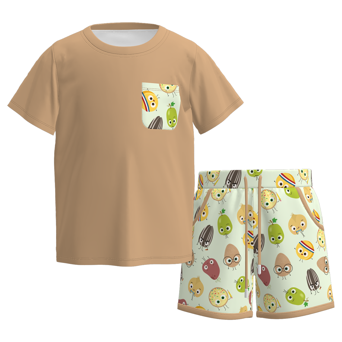（Pre Order+Prepack Zone）Boys Summer Back To School Print Shorts Set（Mix Size）