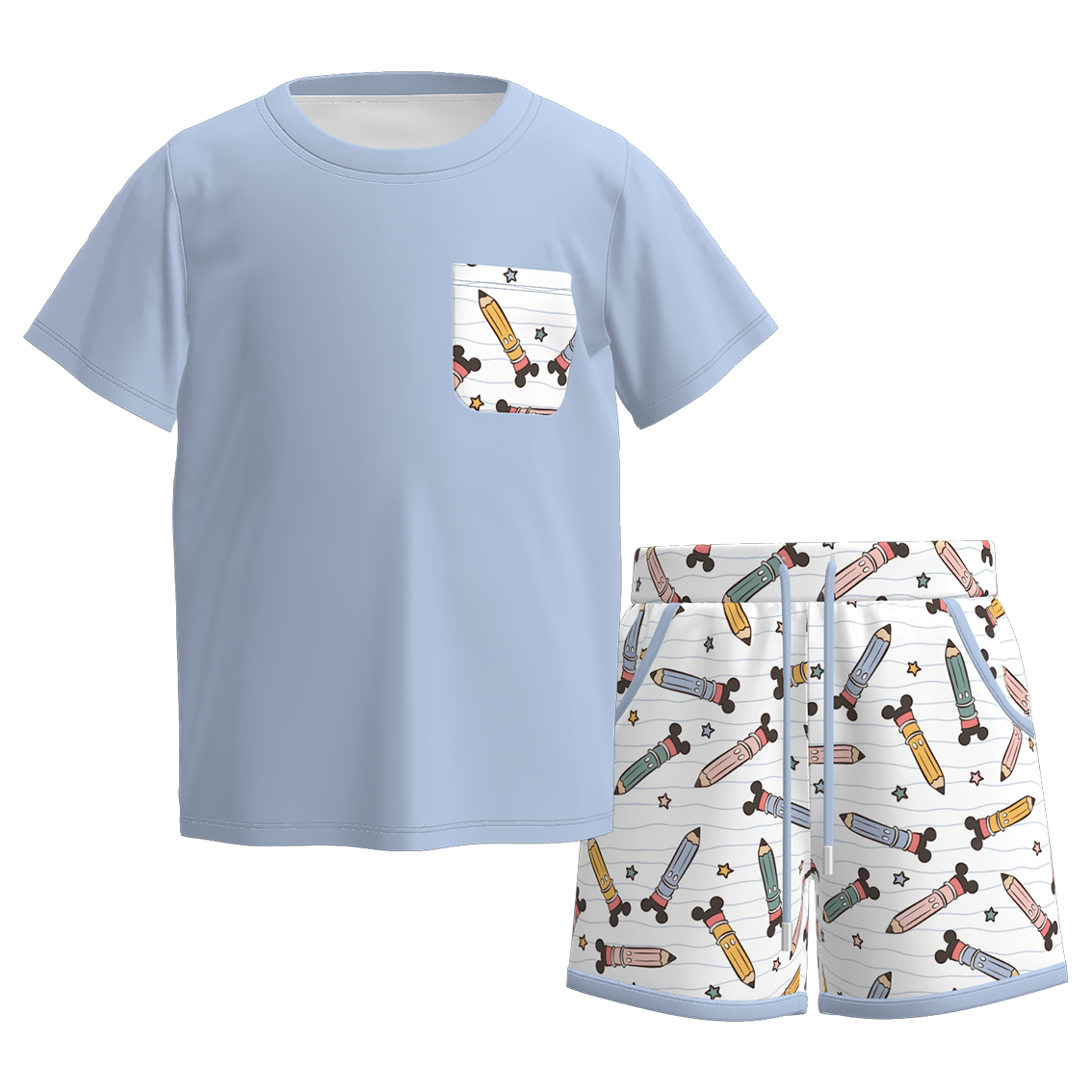 （Pre Order+Prepack Zone）Boys Summer Back To School Print Shorts Set（Mix Size）