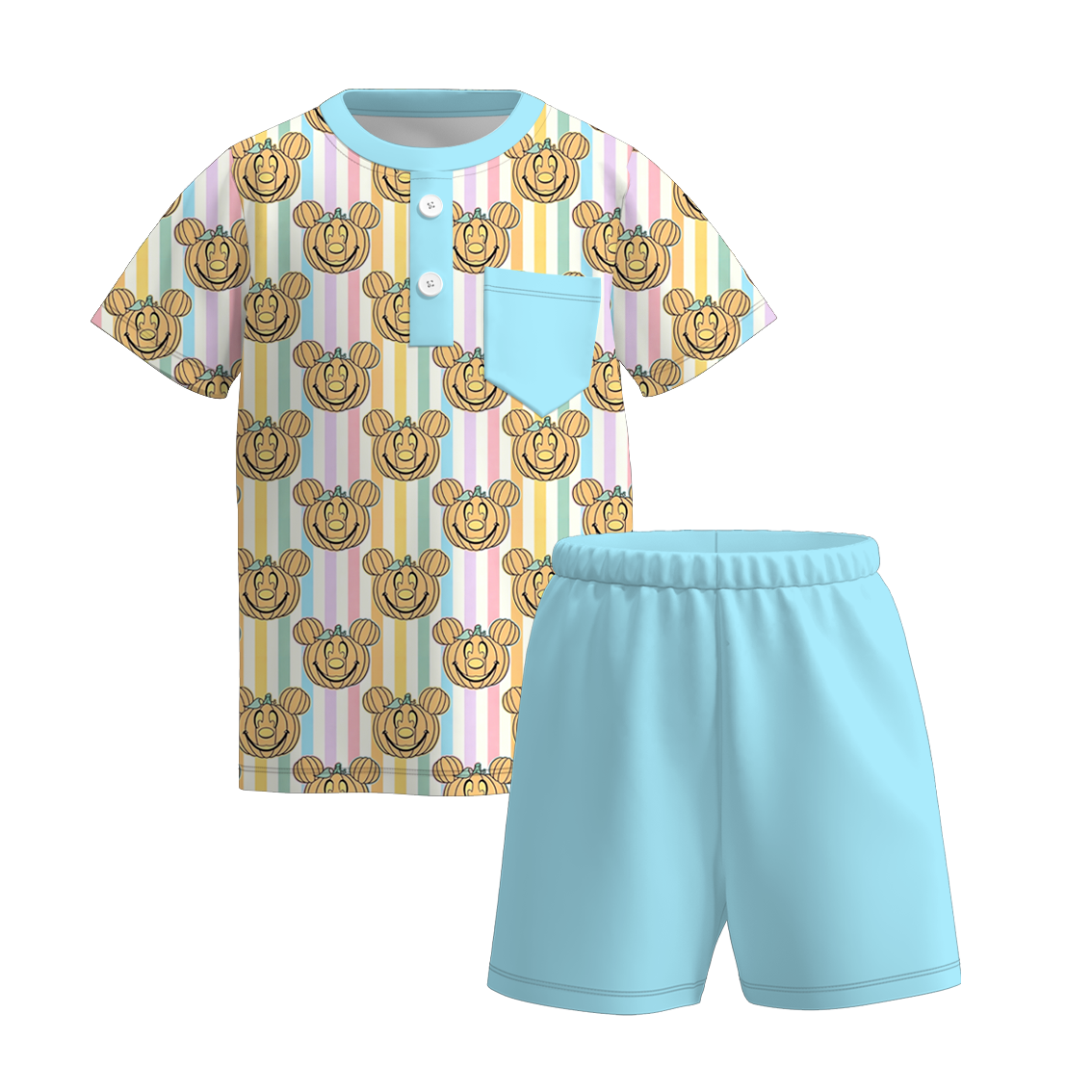 （Pre Order+Prepack Zone）Brothers Halloween Cartoon Print Top,Set&Romper