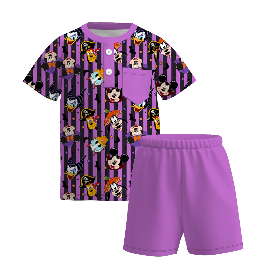（Pre Order+Prepack Zone）Brothers Halloween Cartoon Print Top,Set&Romper