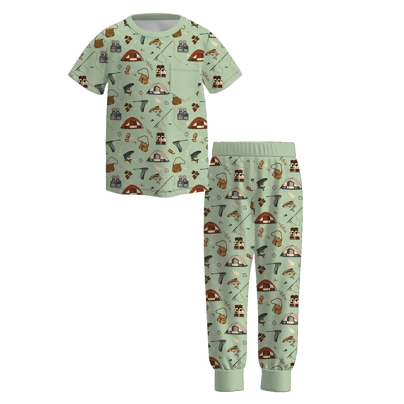 （Pre Order+Prepack Zone）Brothers Fall Camping Print Outfit Set&Romper