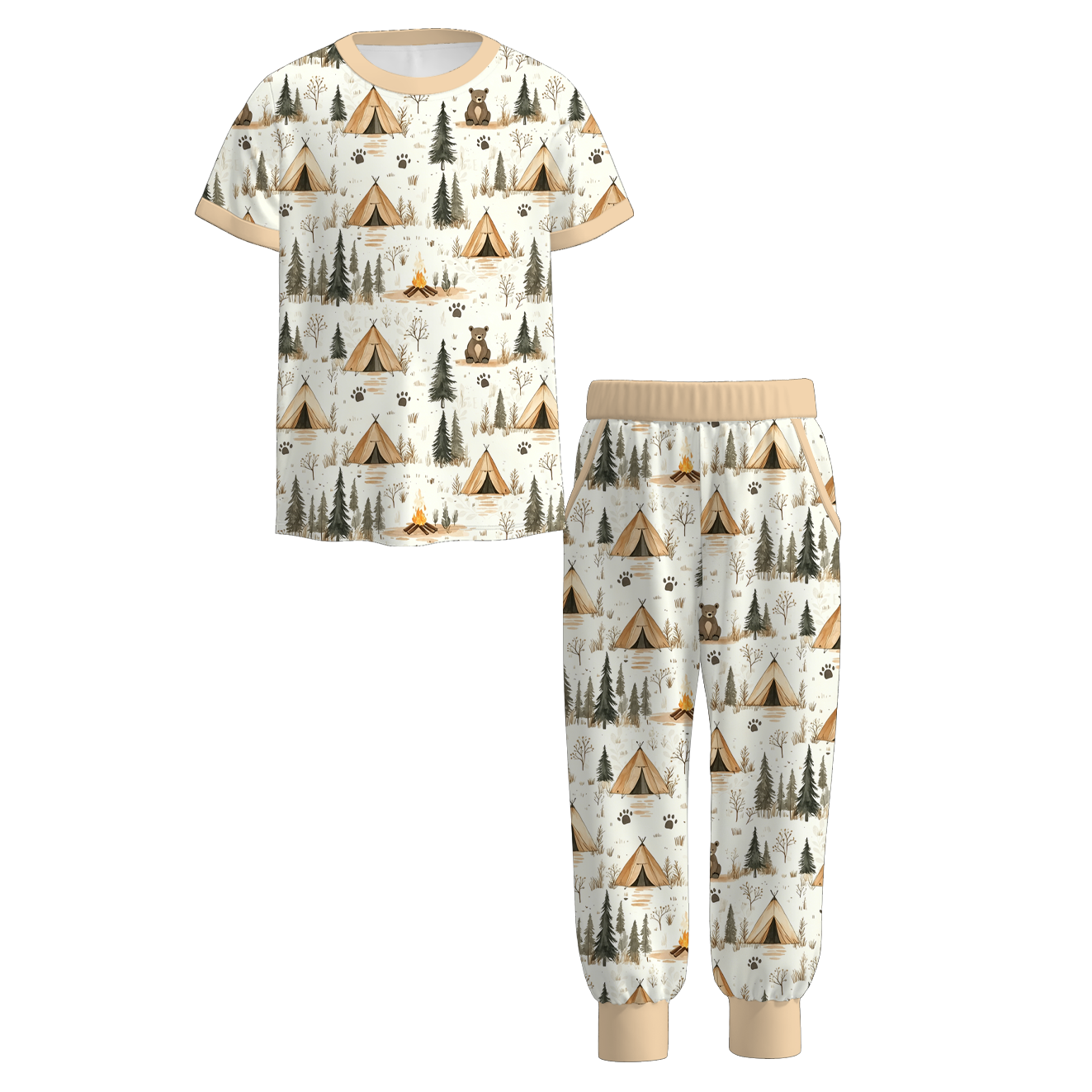 （Pre Order+Prepack Zone）Siblings Fall Cow&Camping Print Dress,Set&Romper
