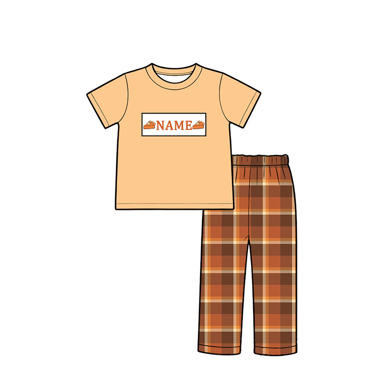 （Pre Order）Siblings Pumpkin Pie Embroidery Smocked Dress,Set&Romper