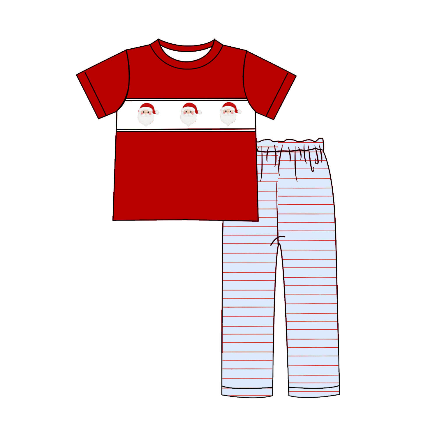 （Weekly Pre-Order）Siblings Christmas Santa Claus Embroidery Dress,Scallop Set&Romper（Ends 9.6）
