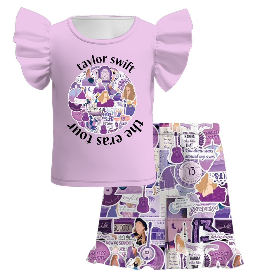 （Pre Order）Girls Summer TS Print Short Set